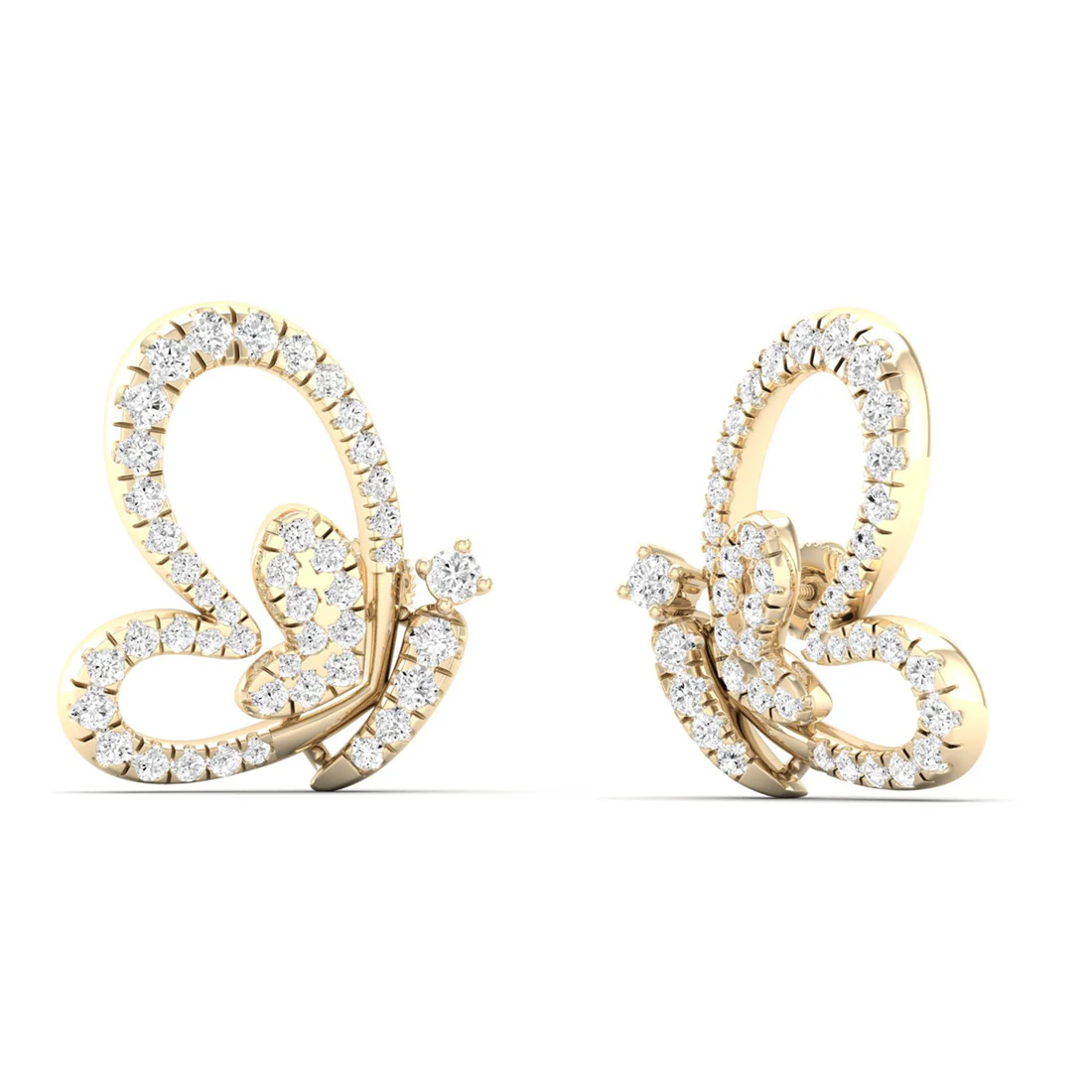 0.46 CTW Lab Grown Diamond Big Heart Butterfly Stud Earring