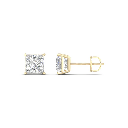 1.50 CTW Lab Grown Diamond Princess Solitaire Stud Earring