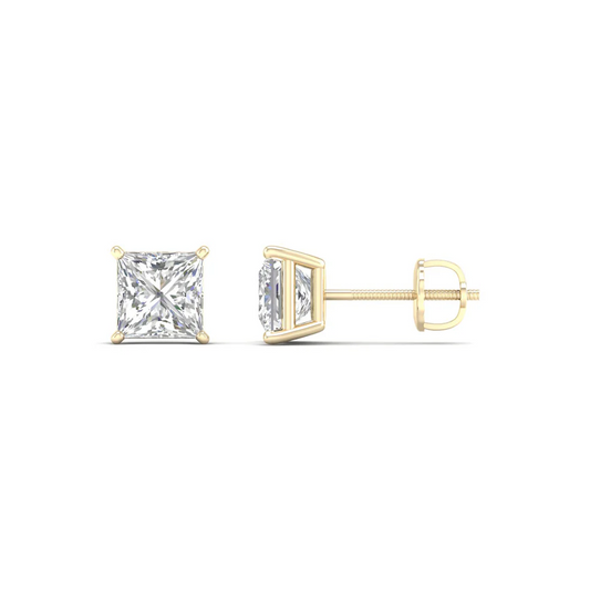 1.50 CTW Lab Grown Diamond Princess Solitaire Stud Earring