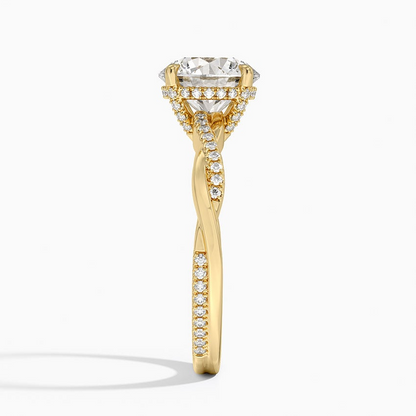 2 CT 18k Gold Twisted Band Lab Grwon Diamond Ring
