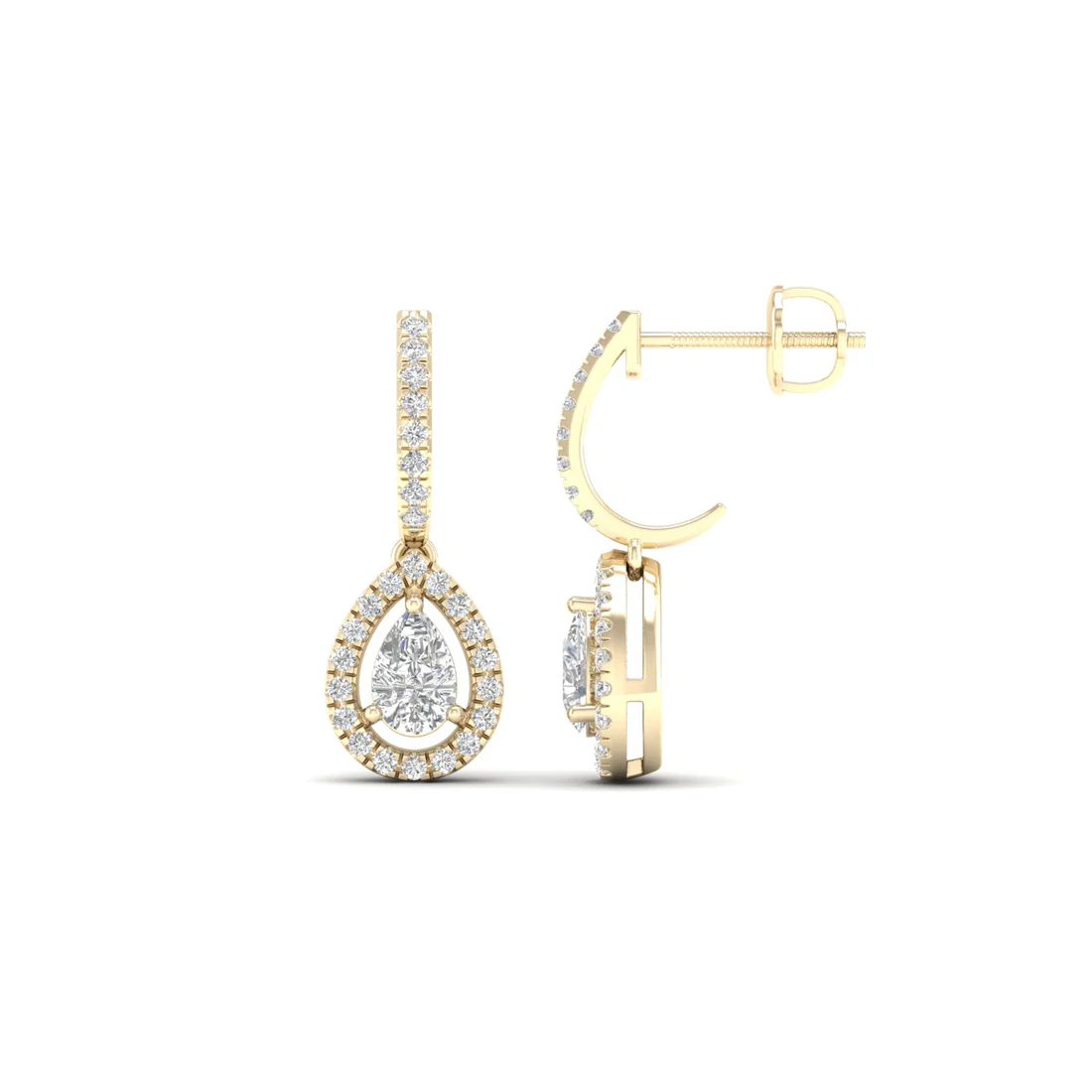 0.66 CTW Lab Grown Diamond Pear Halo Drop Earring