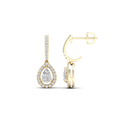 0.66 CTW Lab Grown Diamond Pear Halo Drop Earring