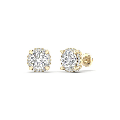 2 CTW Lab Grown Diamond Halo Design Stud Earring