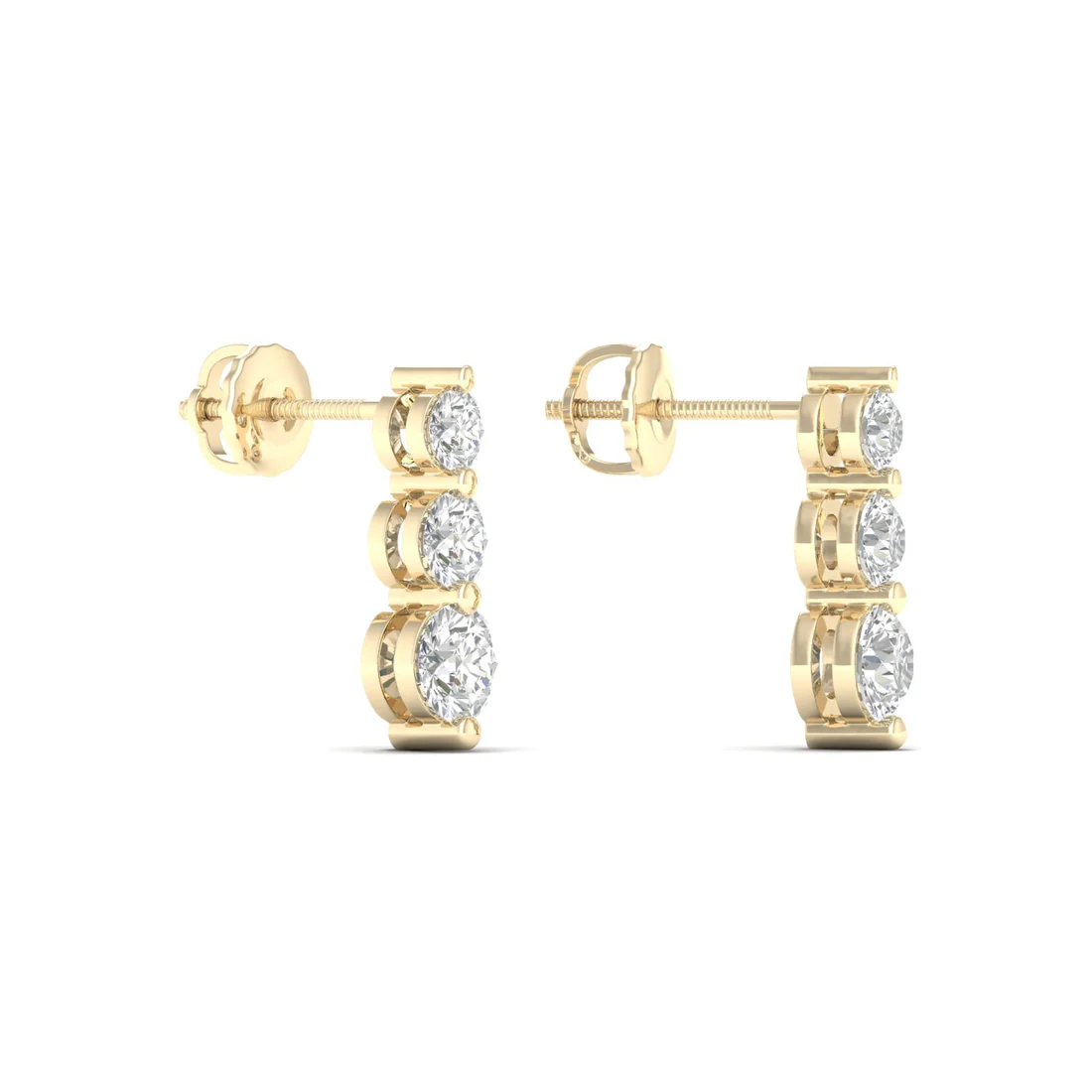 1 CTW Lab Grown Diamond Vertical Drop Earrings in 14KT Gold