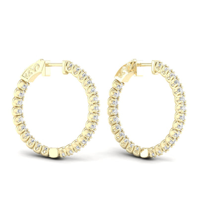 2 CTW Lab Grown Diamond Classic Round Hoop Earring