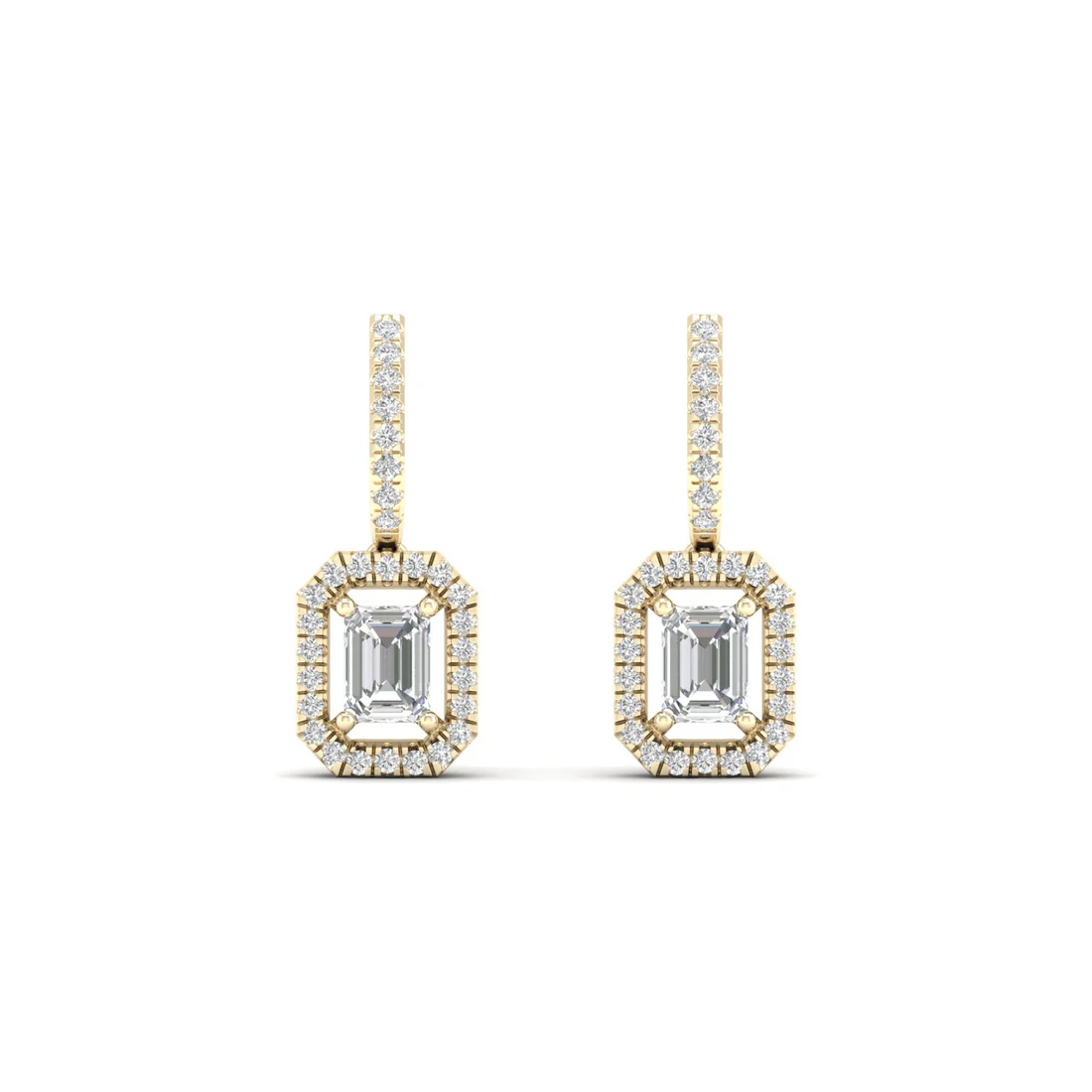 1 CTW Lab Grown Diamond Emerald Cut Drop Earring