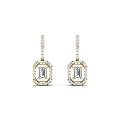 1 CTW Lab Grown Diamond Emerald Cut Drop Earring