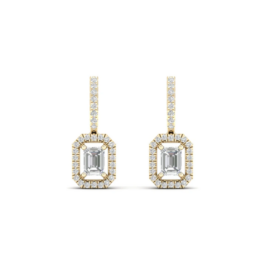 1 CTW Lab Grown Diamond Emerald Cut Drop Earring