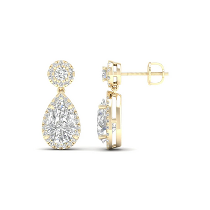 2.20 CTW Lab Grown Diamond Pear Drop Halo Earring