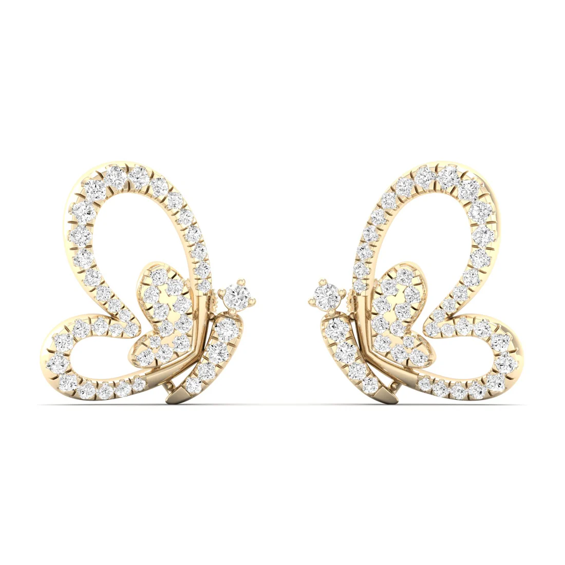 0.46 CTW Lab Grown Diamond Big Heart Butterfly Stud Earring