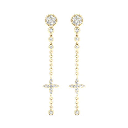 0.48 CTW Lab Grown Diamond Modern Pavé Cross Drop Earrings