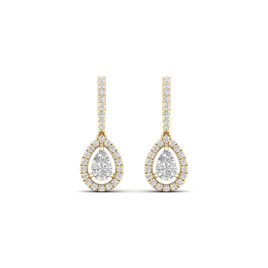 0.66 CTW Lab Grown Diamond Pear Halo Drop Earring