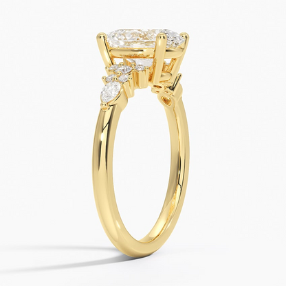 2 CT Lab Grown Diamond Oval Cut Cluster Engagement Ring