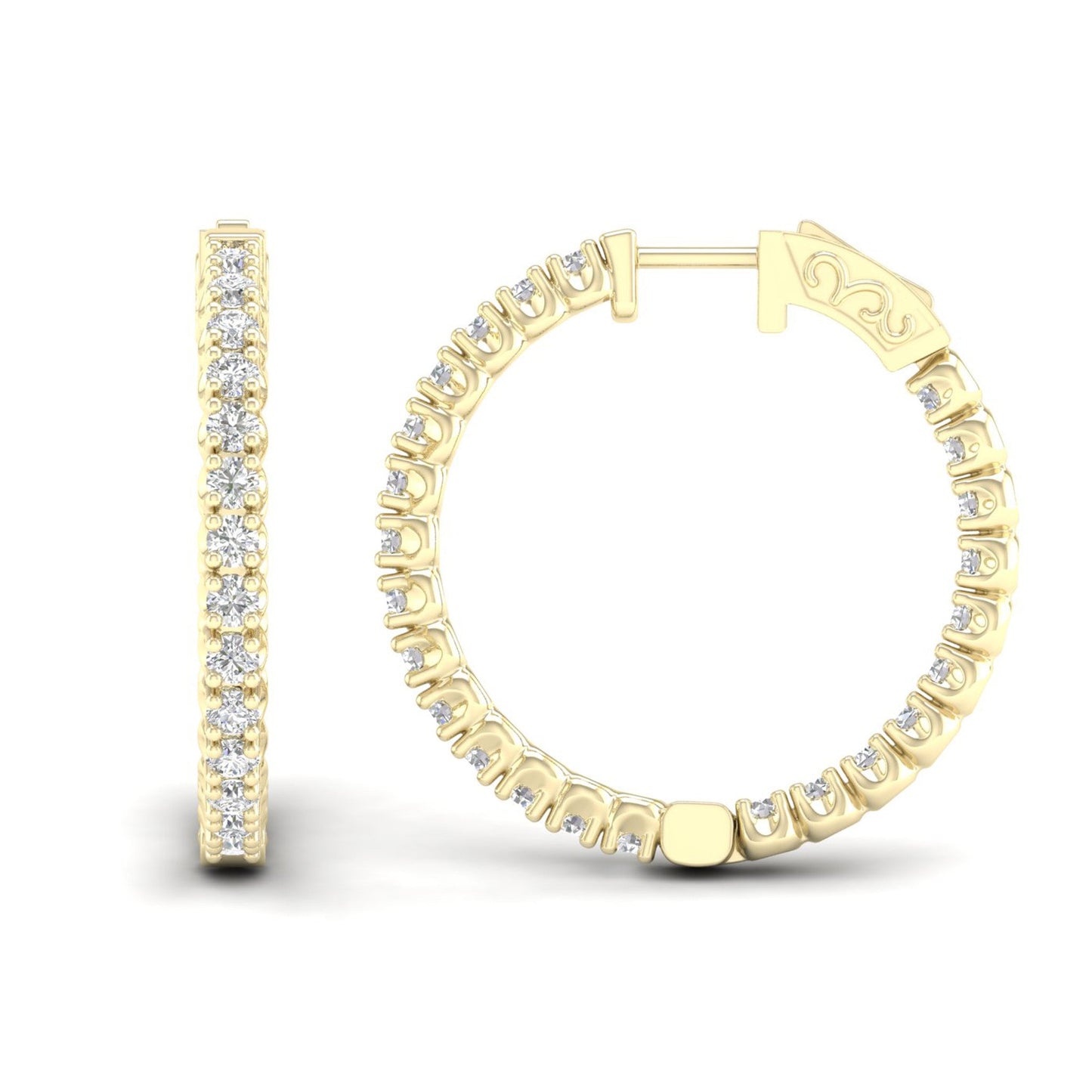 2 CTW Lab Grown Diamond Classic Round Hoop Earring
