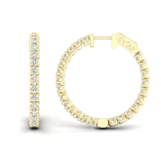 2 CTW Lab Grown Diamond Classic Round Hoop Earring