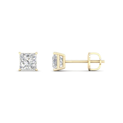 0.50 CTW Lab Grown Diamond Princess Shape Stud Earring