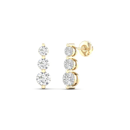 1 CTW Lab Grown Diamond Vertical Drop Earrings in 14KT Gold