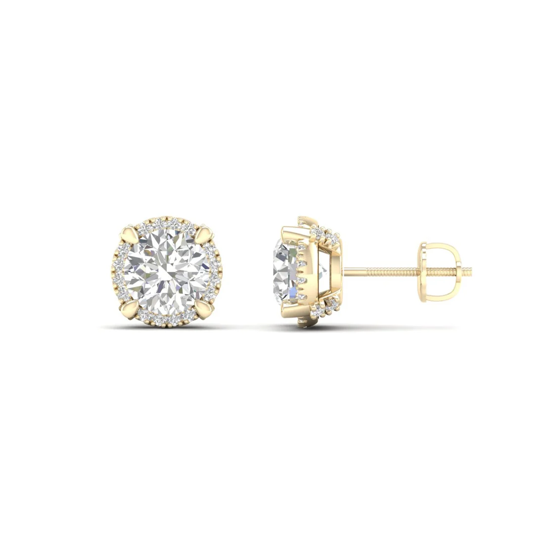 2 CTW Lab Grown Diamond Halo Design Stud Earring