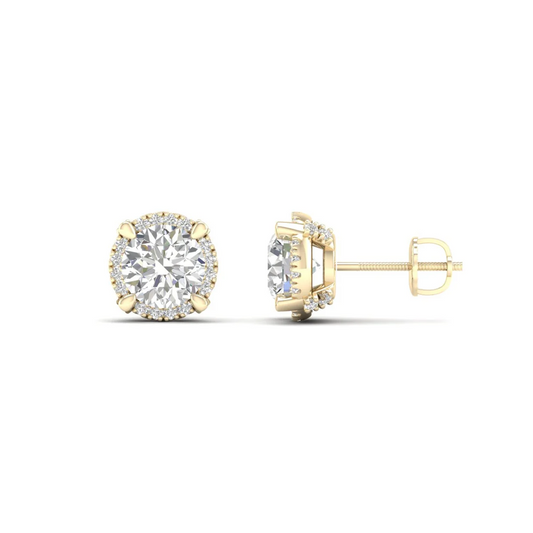 2 CTW Lab Grown Diamond Halo Design Stud Earring