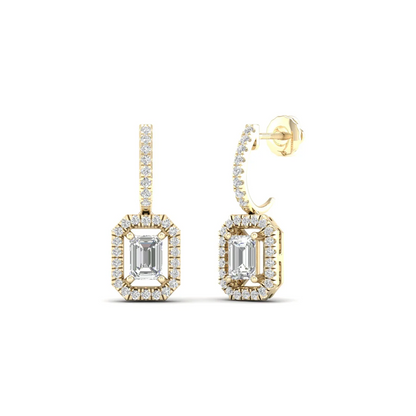 1 CTW Lab Grown Diamond Emerald Cut Drop Earring