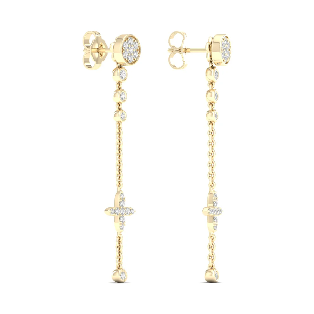 0.48 CTW Lab Grown Diamond Modern Pavé Cross Drop Earrings
