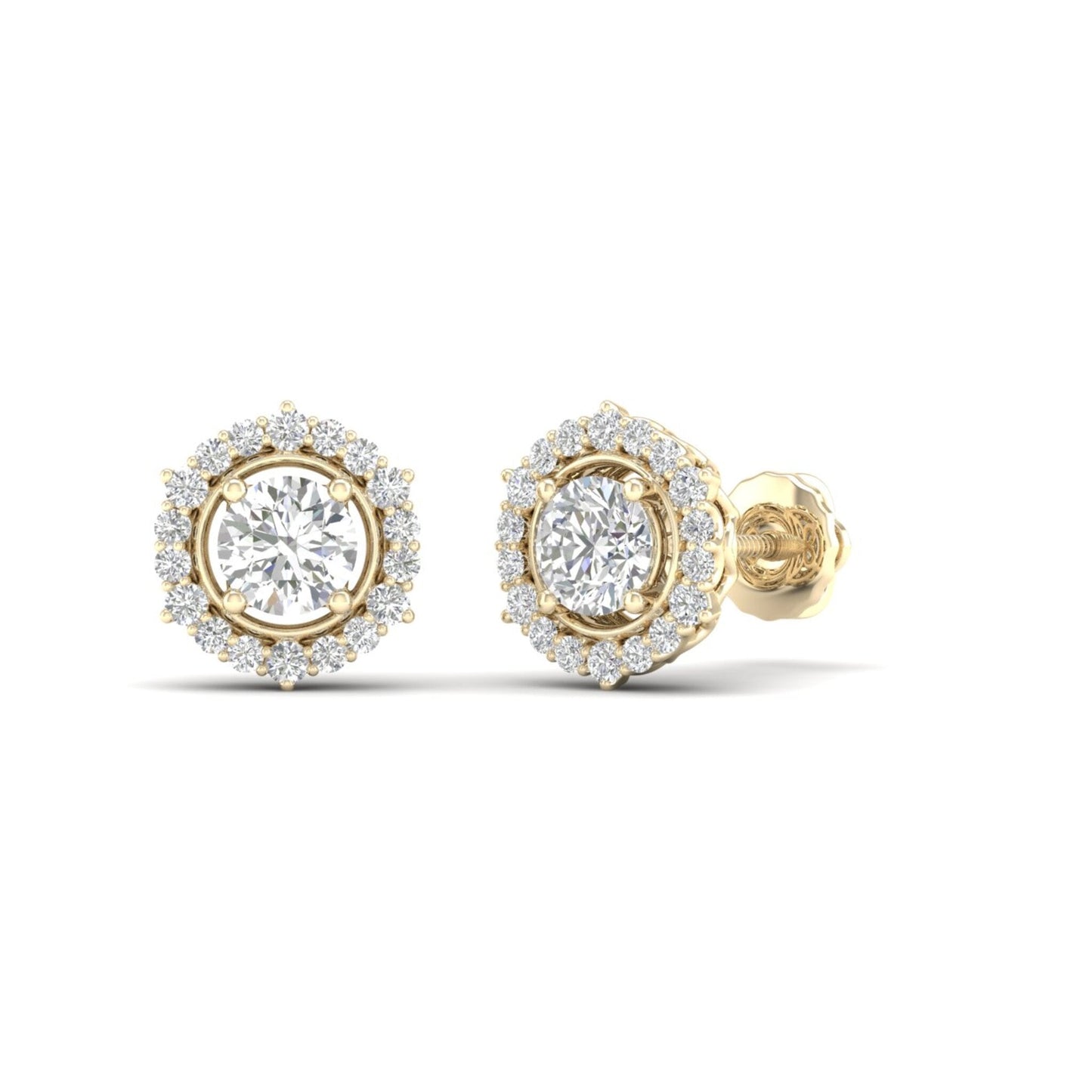 1 CTW Lab Grown Diamond Halo Round Stud Earring