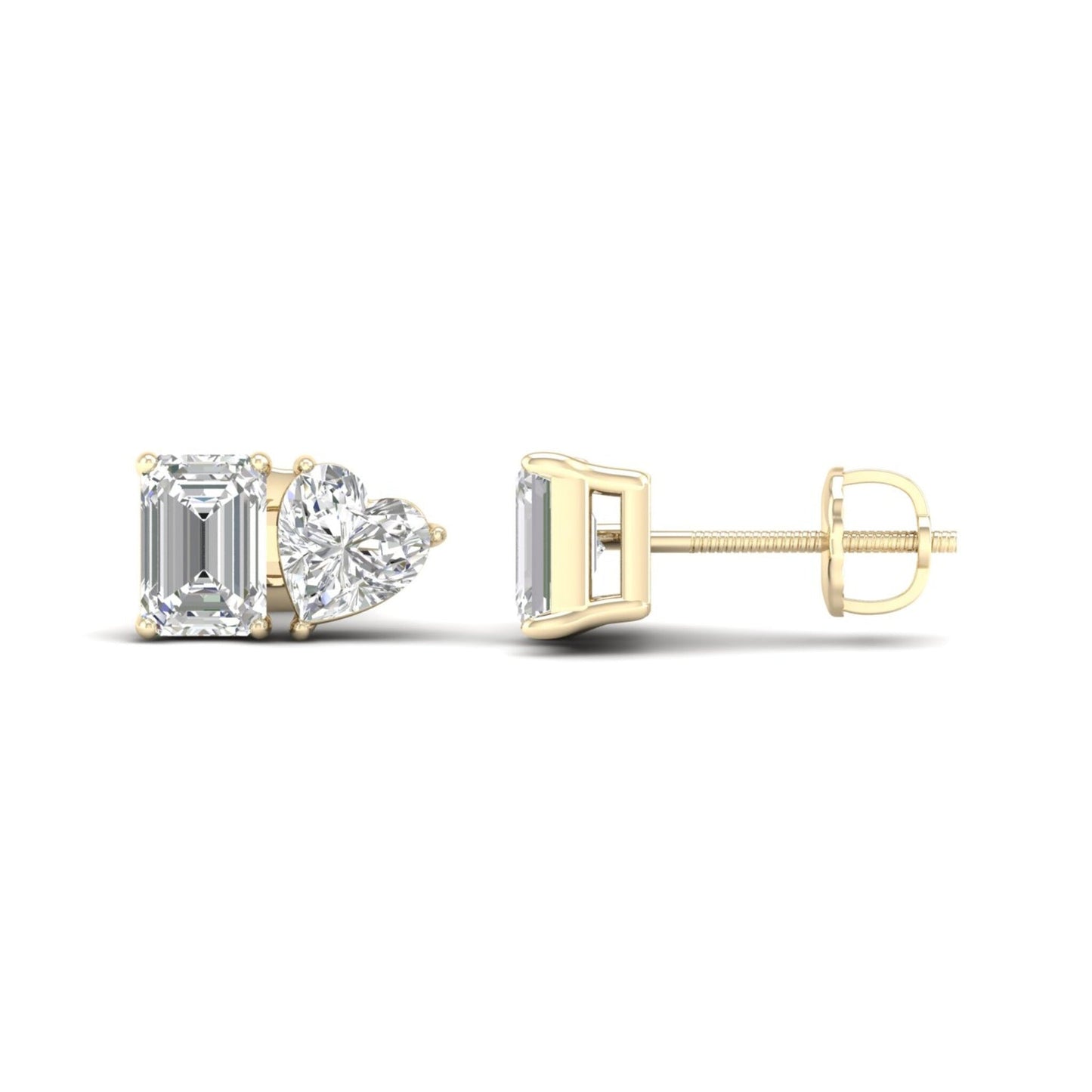2 CTW Lab Grown Diamond Emerald Heart Stud Earring
