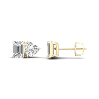 2 CTW Lab Grown Diamond Emerald Heart Stud Earring