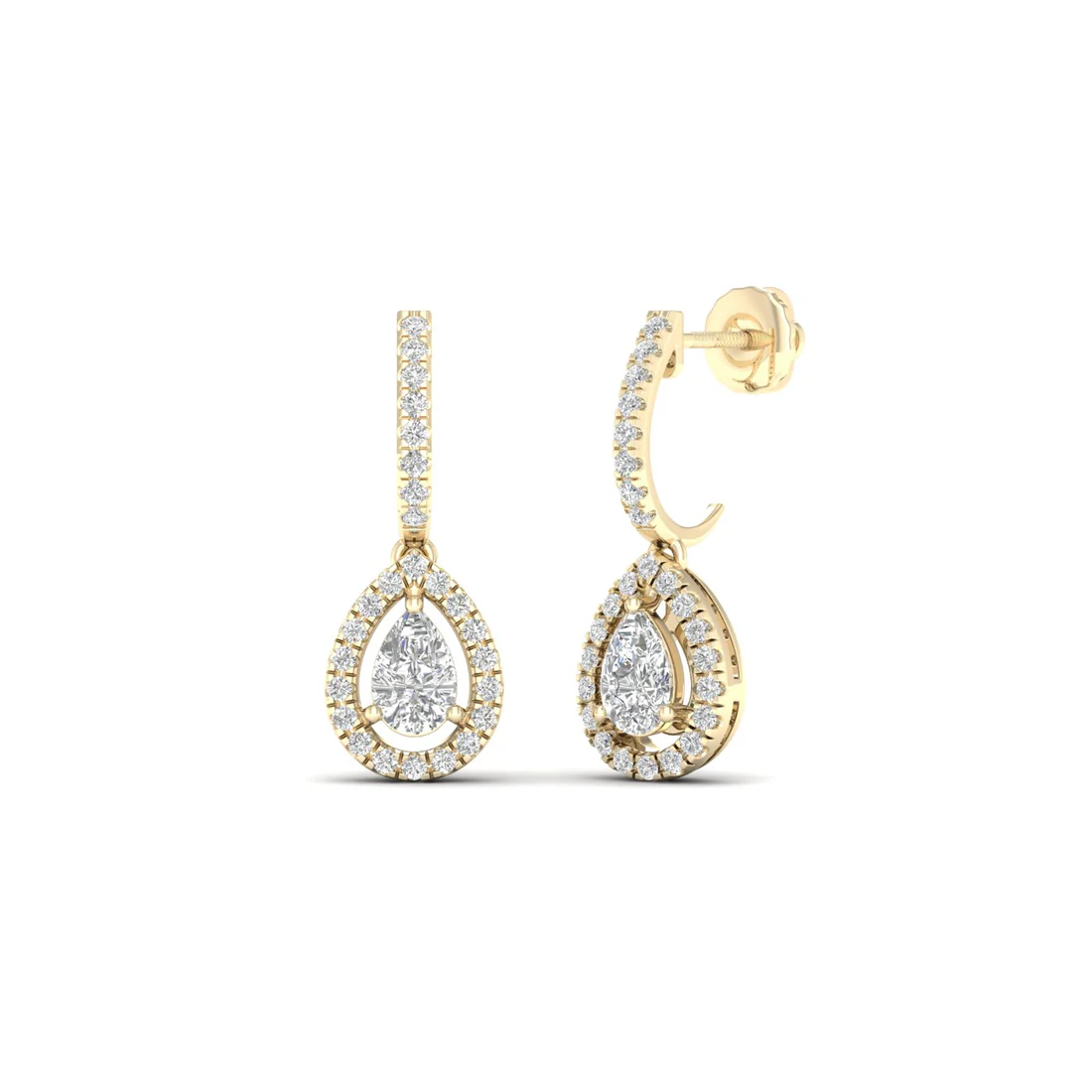 0.66 CTW Lab Grown Diamond Pear Halo Drop Earring