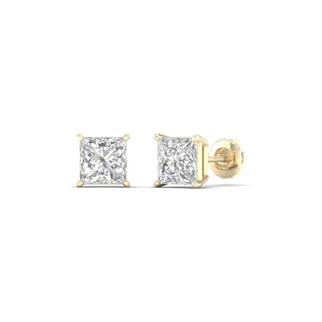1.50 CTW Lab Grown Diamond Princess Solitaire Stud Earring
