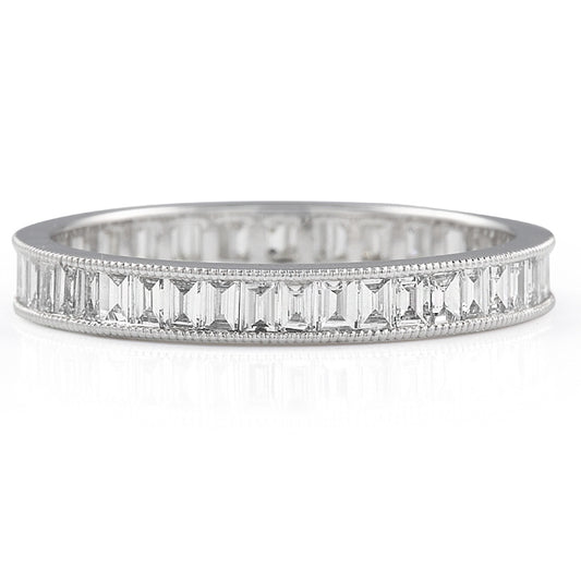 10k Rose Gold Migraine Edge Baguette Cut Lab Grown Diamond Eternity Band