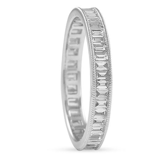 14k White Gold Princess Cut Lab Grown Diamond Channel Set Band