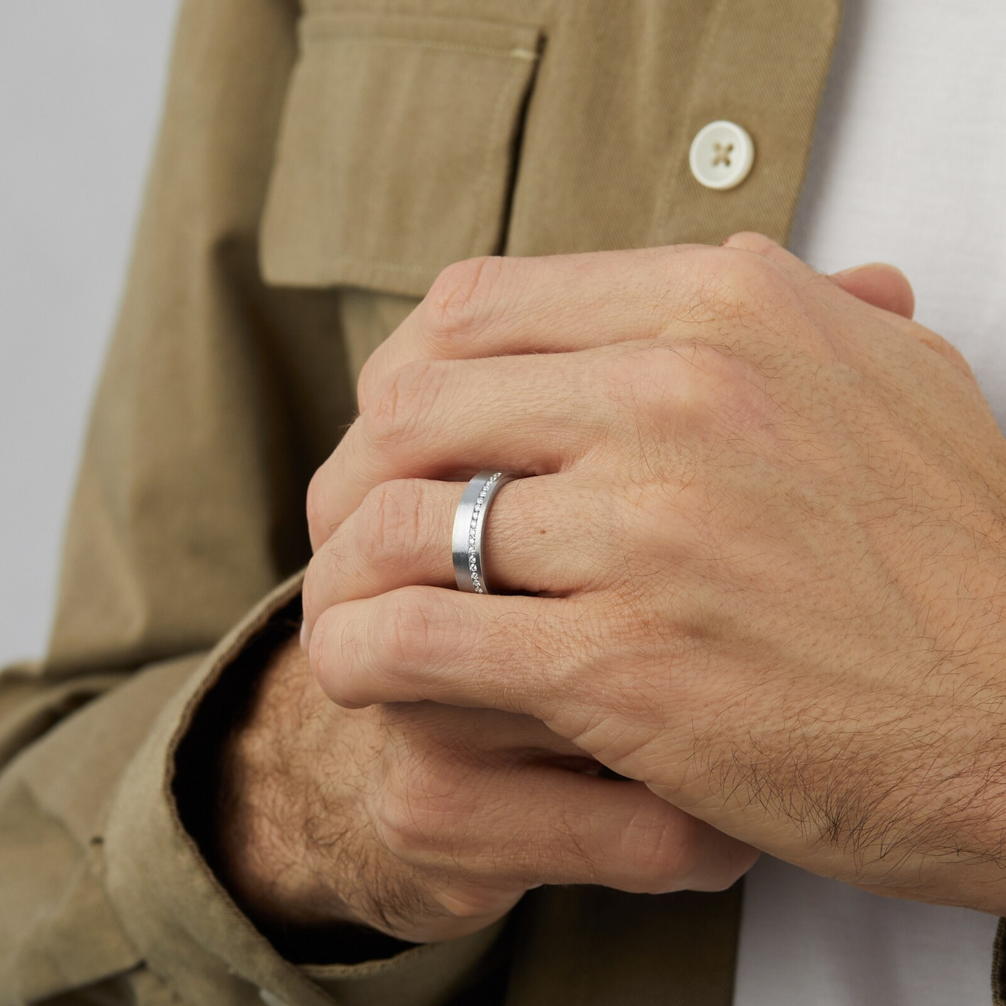 White Gold Channel Setting Lab Created Wedding Band