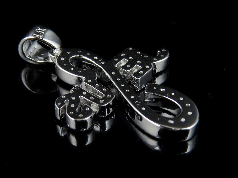 14K White Gold Lab Grown Diamond Jesus Cross Pendant