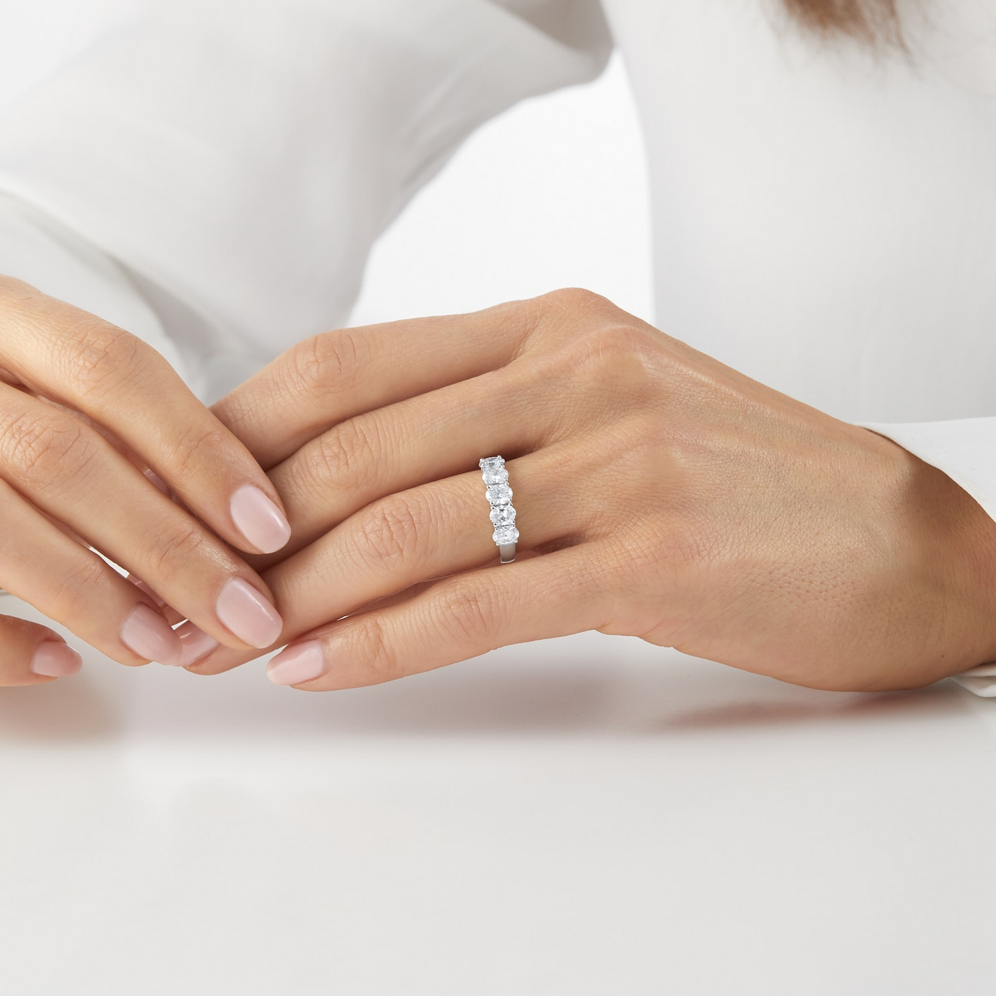 Lab Grown Diamond Oval Cut Gold Wedding Band