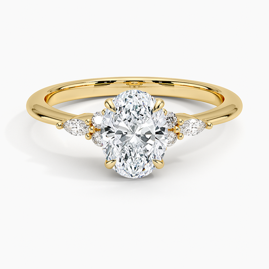 1 CT Oval Cut Labgrown Diamond Cluster Engagement Rings
