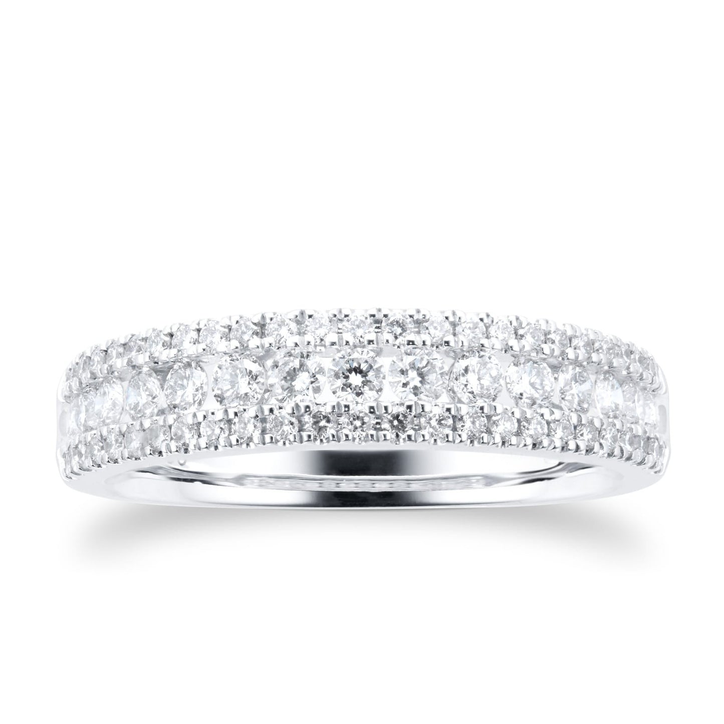 White Gold Pave Setting Lab Diamond Wedding Band