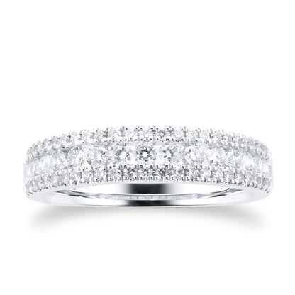 White Gold Pave Setting Lab Diamond Wedding Band