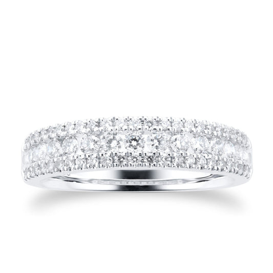 White Gold Pave Setting Lab Diamond Wedding Band