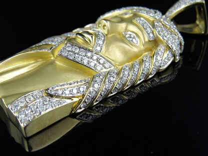 Jesus Matte Lab Grown Diamond Gold Pendant
