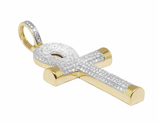 10K Solid Gold Lab Grown Diamond Cross Pendant Charm