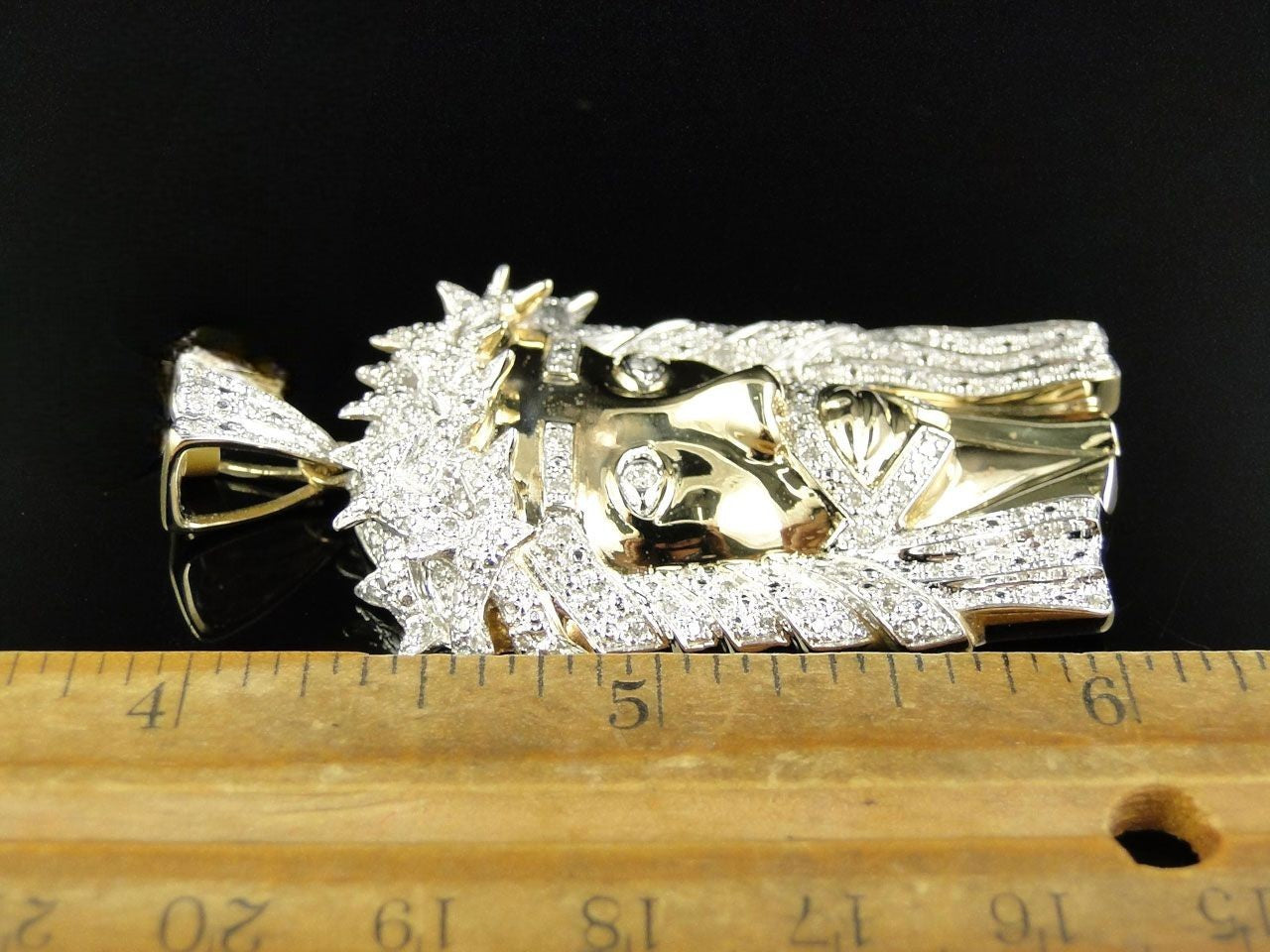 Lab Grown Diamond  Yellow Gold Jesus Head Pendant