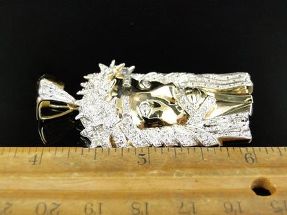 Lab Grown Diamond  Yellow Gold Jesus Head Pendant