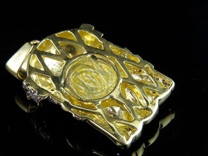 Yellow Gold Jesus Face Lab Grown Diamond Luxury Pendant