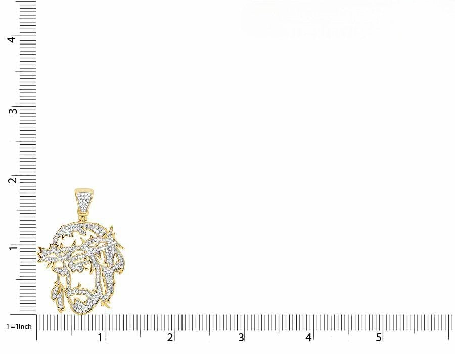 10K Gold Jesus Face Cutout Lab Grown Diamond Charm Pendant