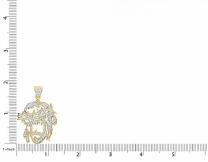 10K Gold Jesus Face Cutout Lab Grown Diamond Charm Pendant