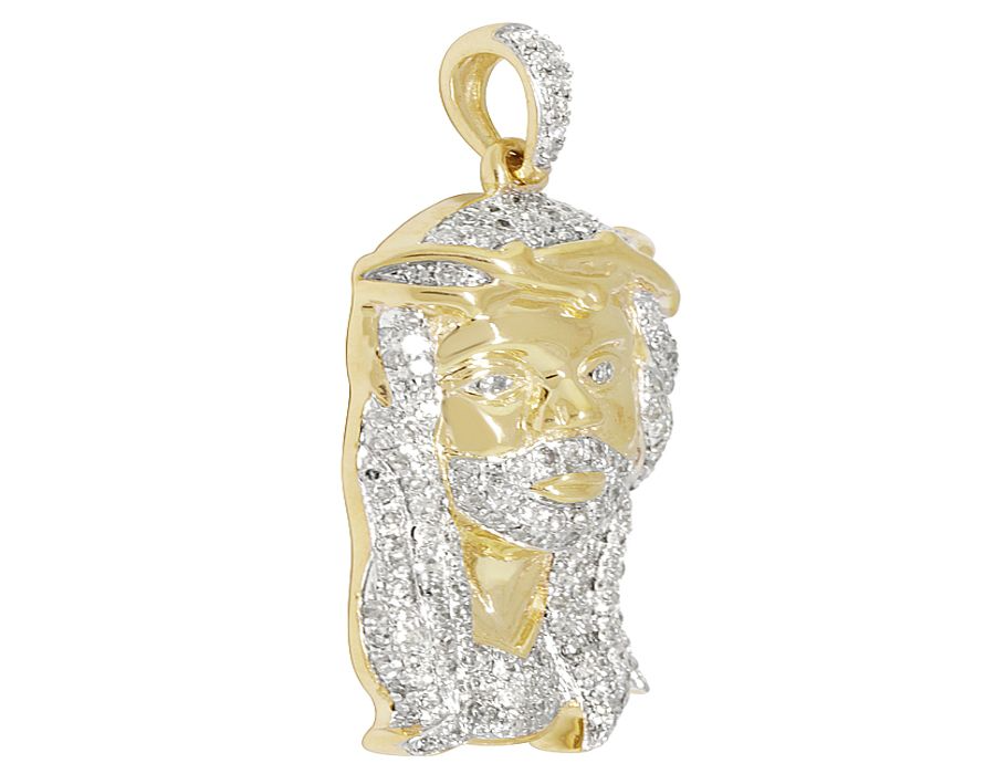 Yellow Gold Iced Out Lab Grown Diamond Jesus Pendant