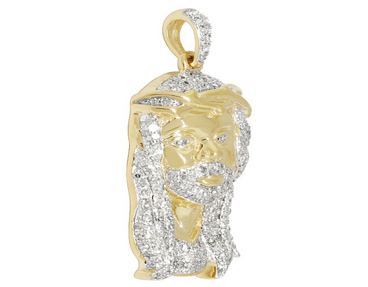Yellow Gold Iced Out Lab Grown Diamond Jesus Pendant