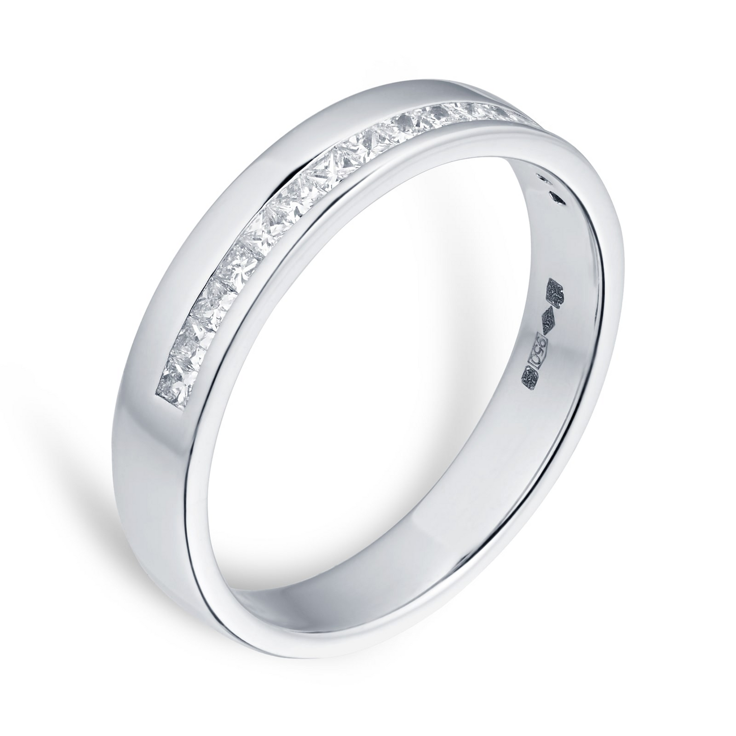 Princess Cut Lab Grown Diamond Gold Wedding Band