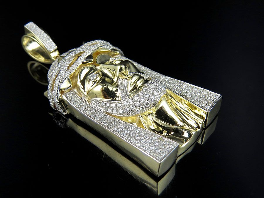 Yellow Gold Lab Grown Diamond Customize Jesus Pendant